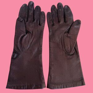 Women's Vintage Women's Gloves 6.5 ARIS Womens 100% Brown Kid Leather Lined